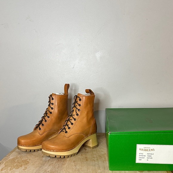 Swedish Hasbeens Shoes - Swedish Hasbeens Brown Lace Up Leather Boots size 36